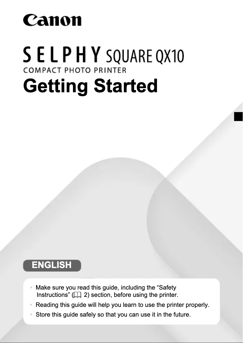 Image de la première page du manuel de l'appareil SELPHY Square QX10