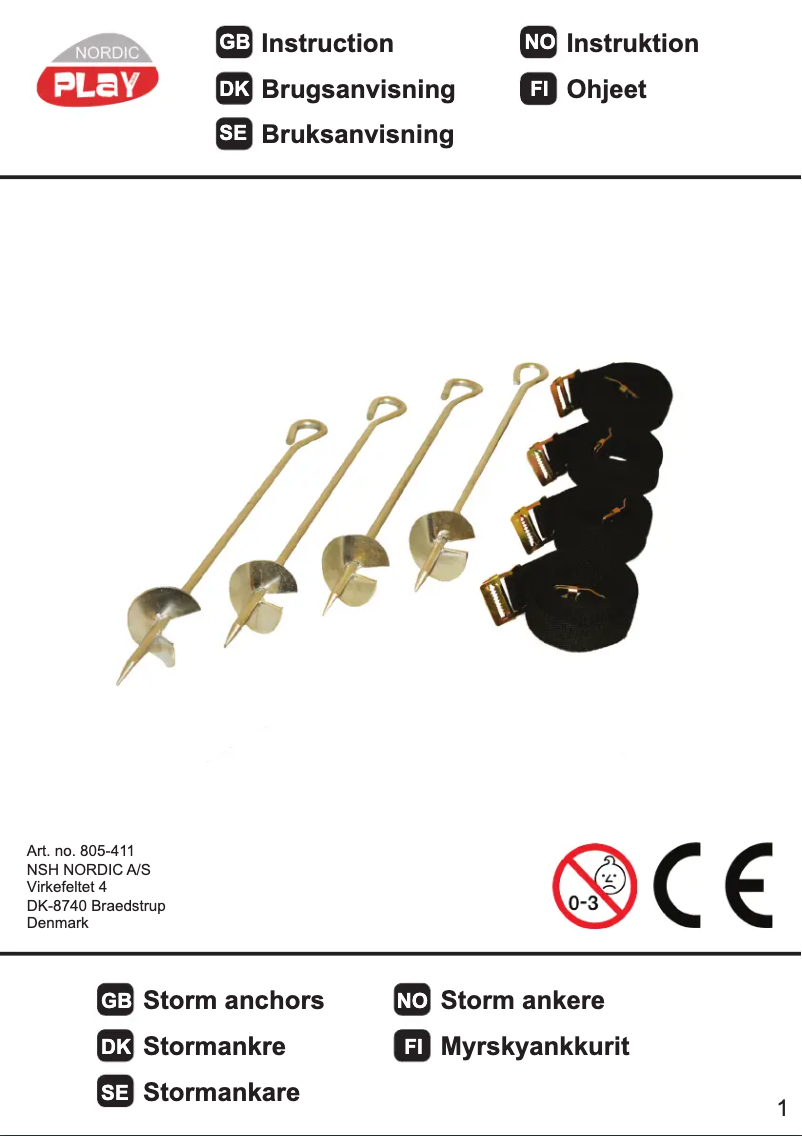 Page n°1 - Manuel utilisateur Nordic Play 805-411