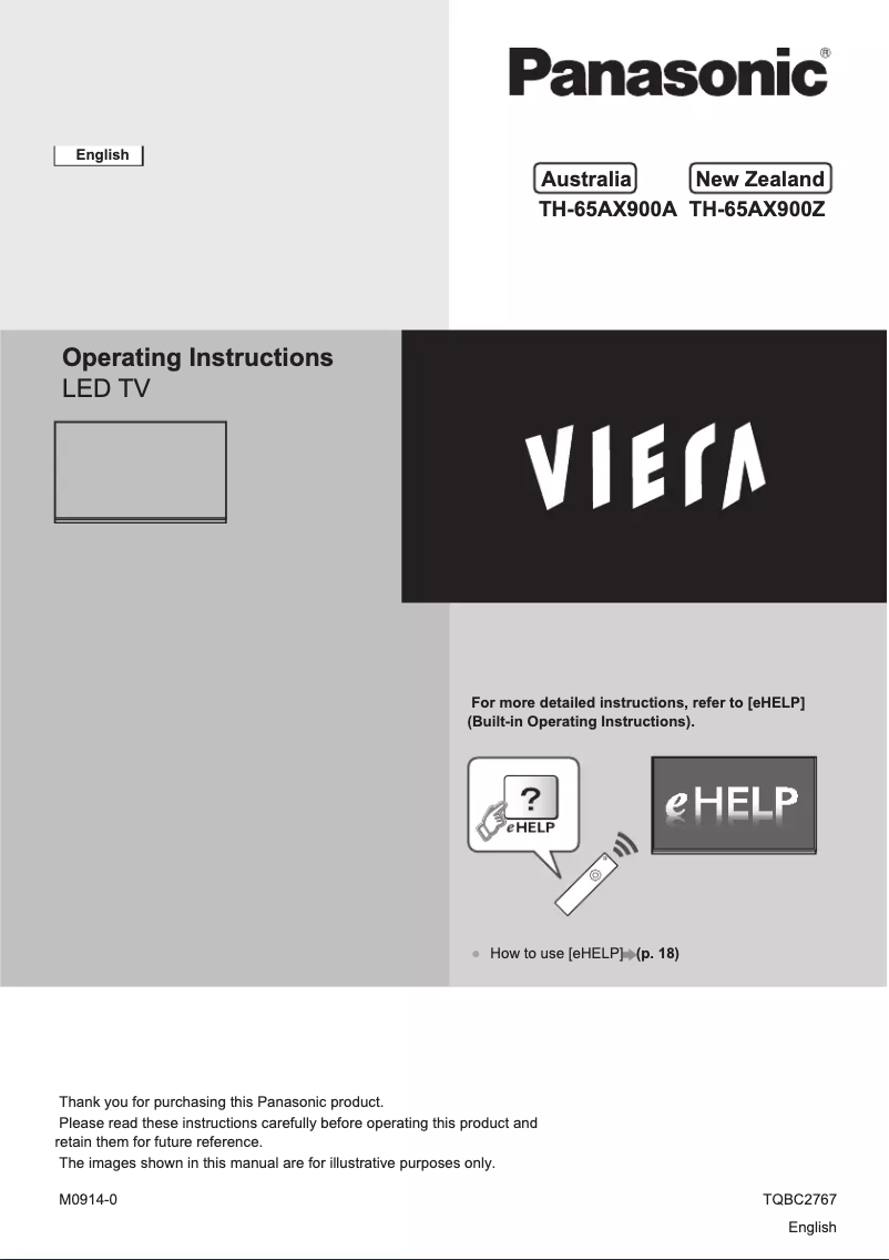 Image de la première page du manuel de l'appareil TH-65AX900Z