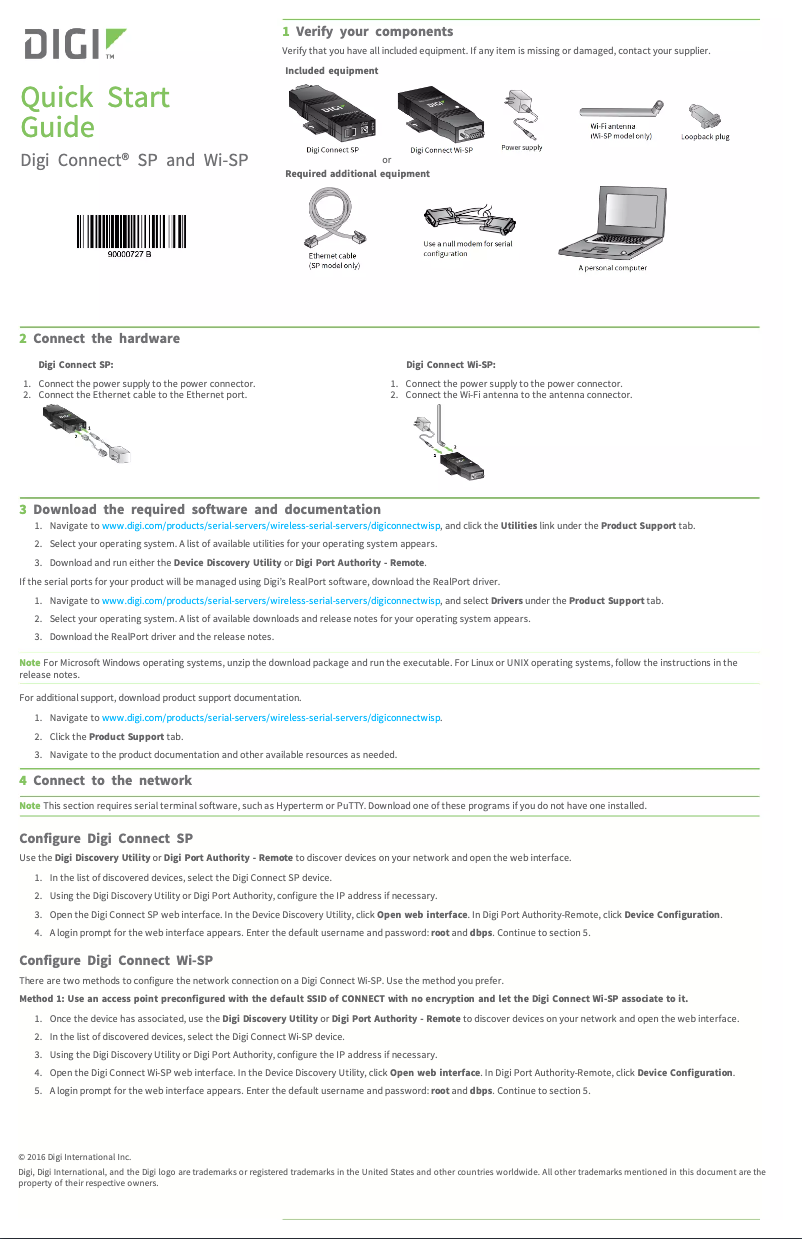 Image de la première page du manuel de l'appareil Connect SP and Wi-SP