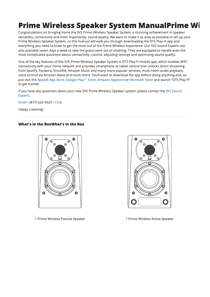 Page 1 de la notice Manuel utilisateur SVS Prime Wireless