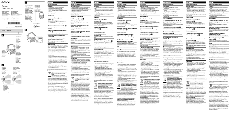 Page n°1 - Manuel utilisateur Sony MDR-MA500