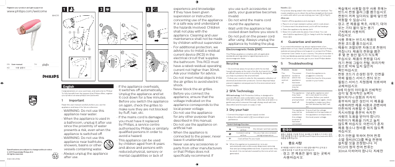 Page 1 de la notice Manuel utilisateur Philips SpaShine BHC111