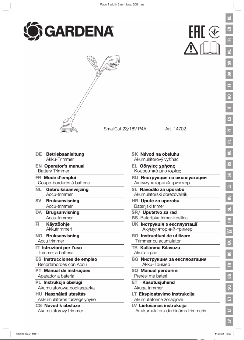 Página 1 del manual Manual de usuario Gardena SmallCut 23/18V P4A