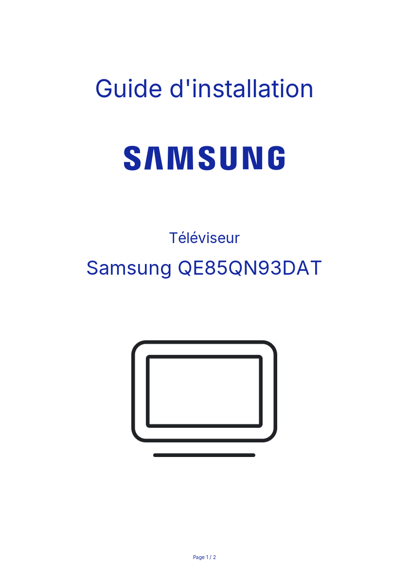 Page n°1 - Guide d'installation Samsung QE85QN93DAT