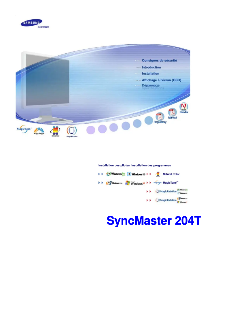 Page 1 de la notice Manuel utilisateur Samsung SyncMaster 204T