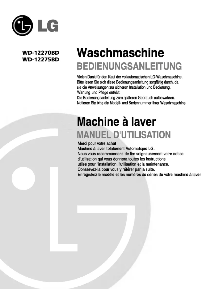 Página 1 del manual Manual de usuario LG WD-12270BD