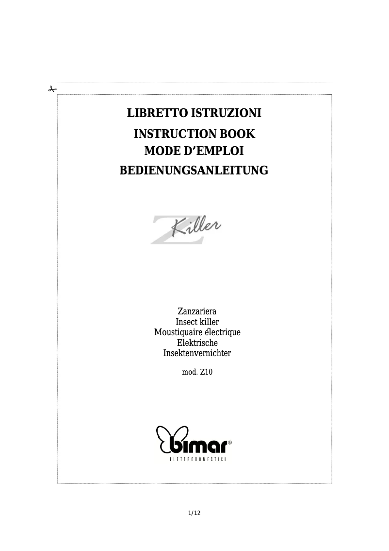 Imagen de la primera página del manual del dispositivo Z10