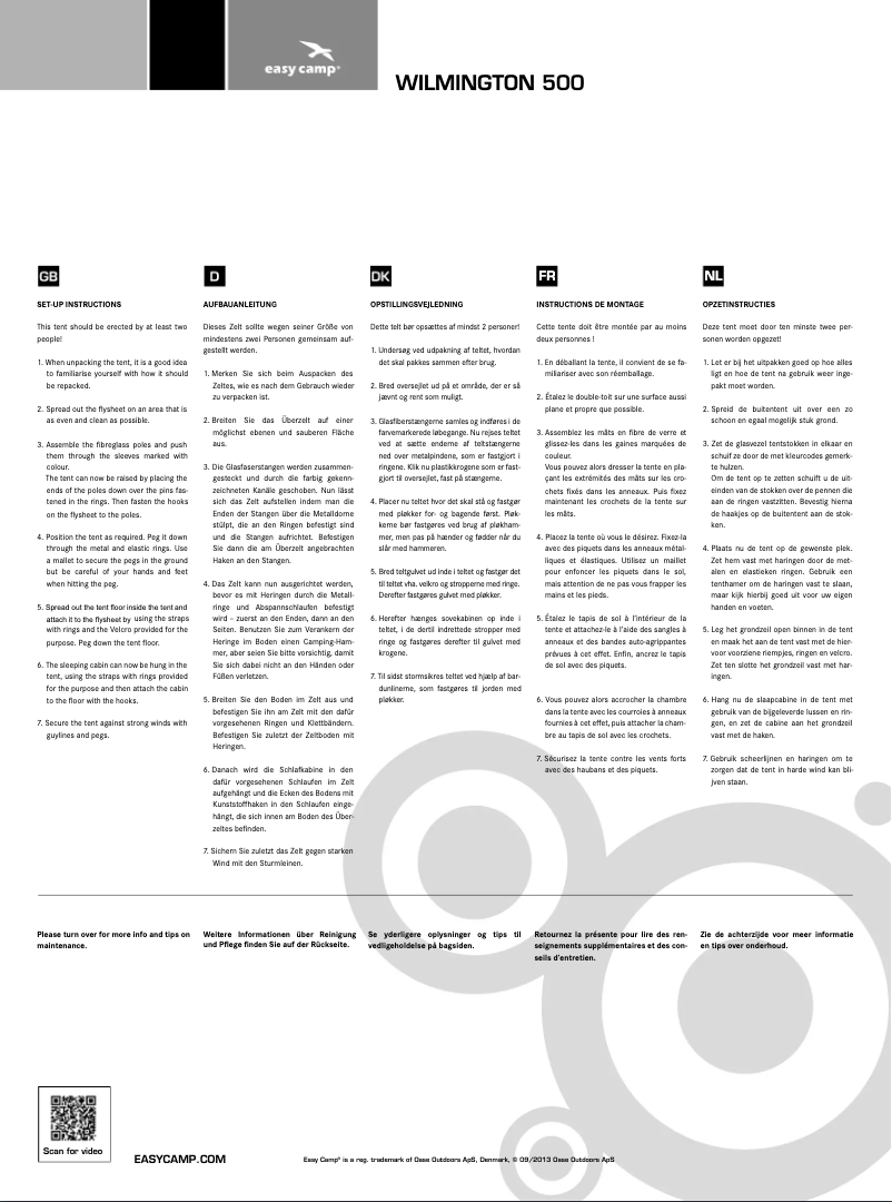 Image de la première page du manuel de l'appareil Excursion Wilmington 500