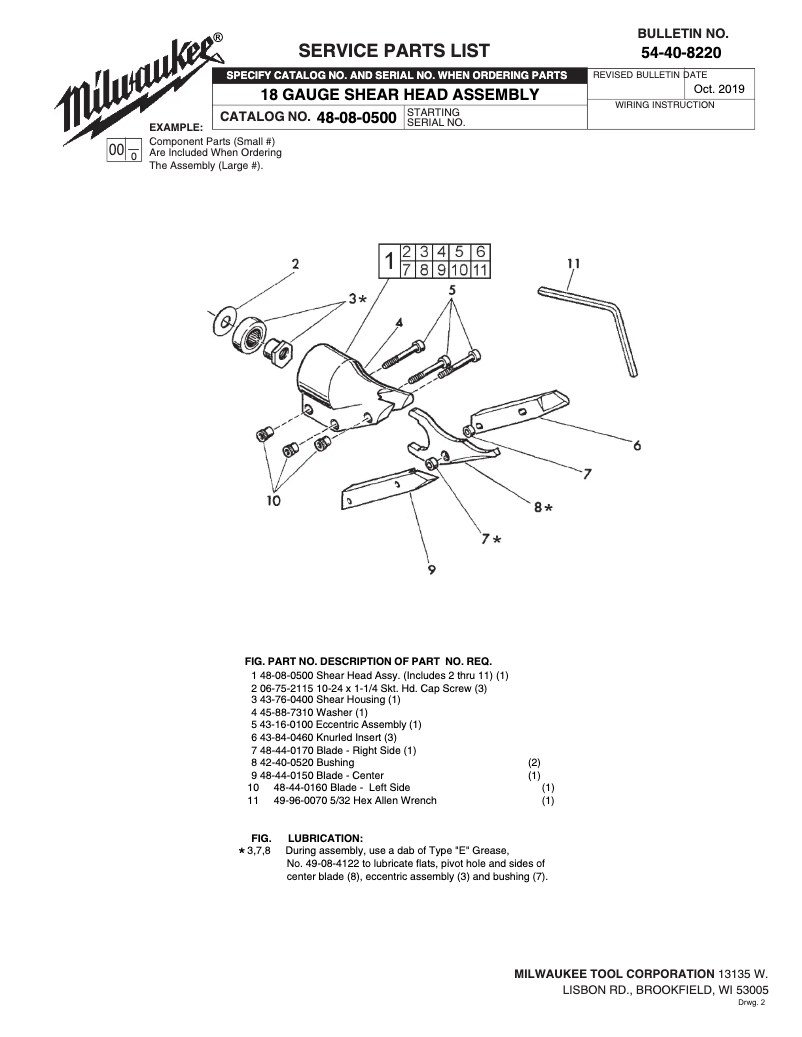Page 1 de la notice Manuel utilisateur Milwaukee 48-44-0400