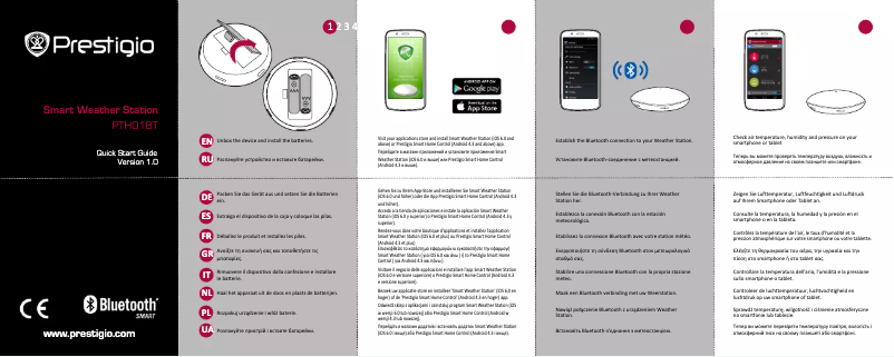Page 1 de la notice Manuel utilisateur Prestigio Smart Weather Station PTH01BT