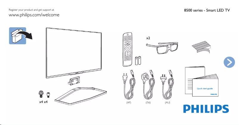 Page n°1 - Guide de démarrage rapide Philips 50PUT8509