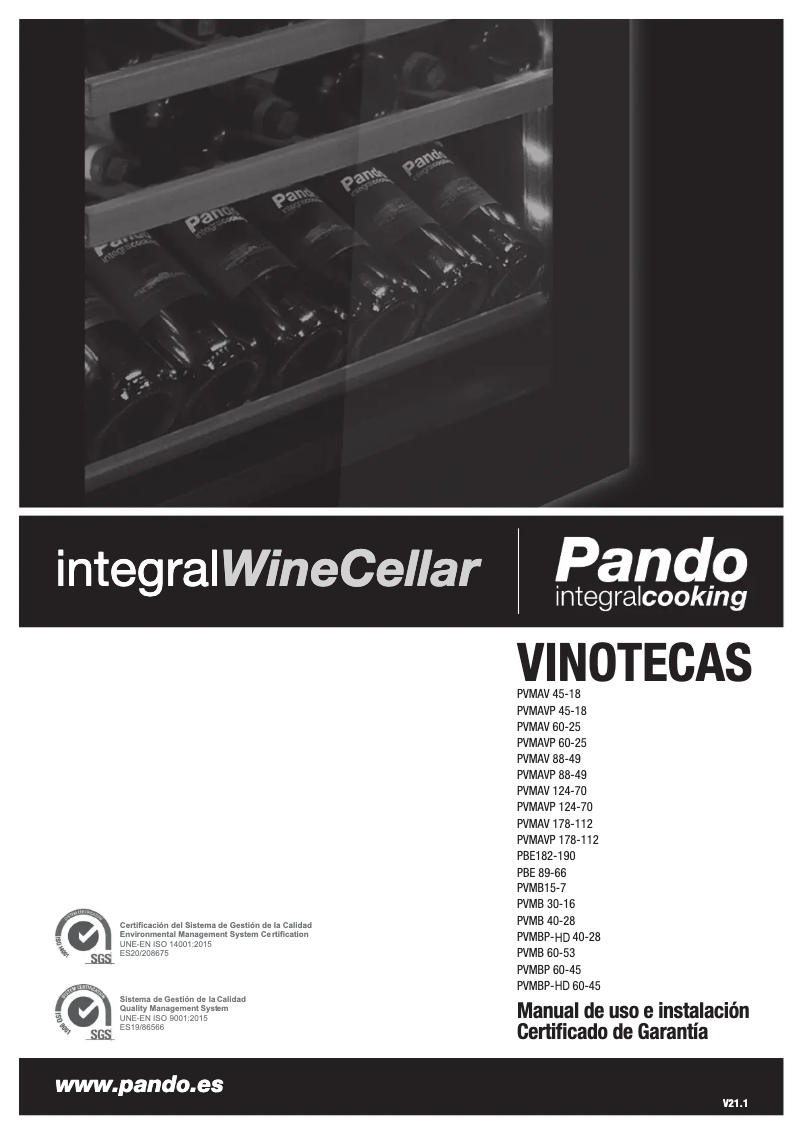 Page 1 de la notice Manuel utilisateur Pando PVZB 15-9 CRL