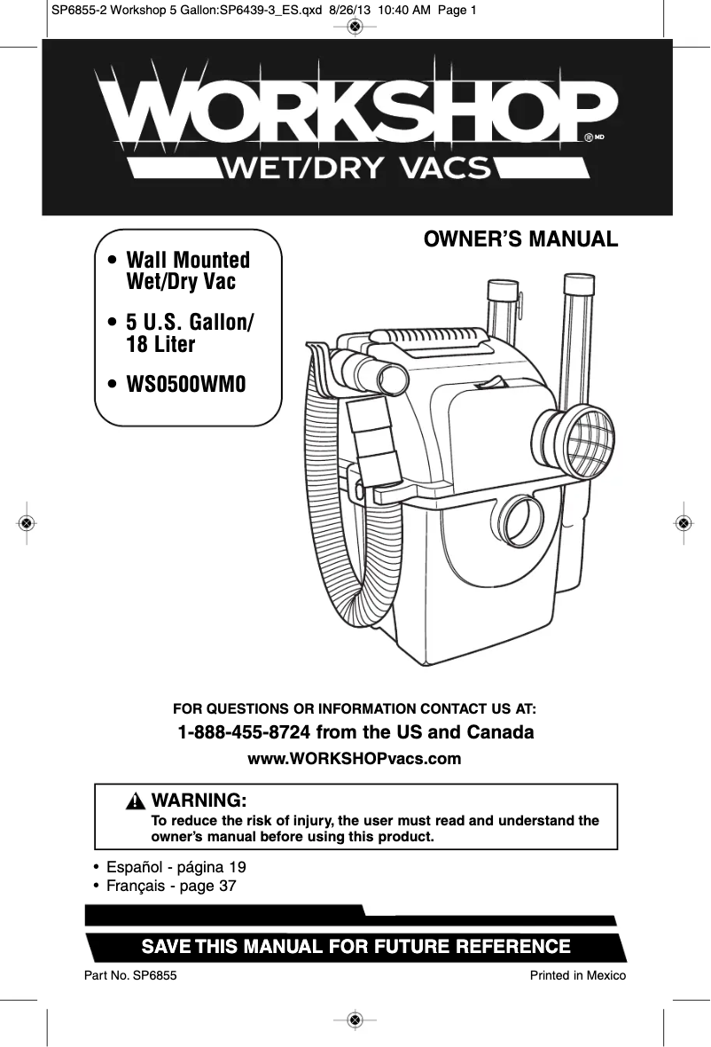 Image de la première page du manuel de l'appareil WS0500WM