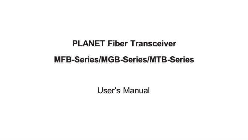 Page n°1 - Manuel utilisateur Planet MGB-2G