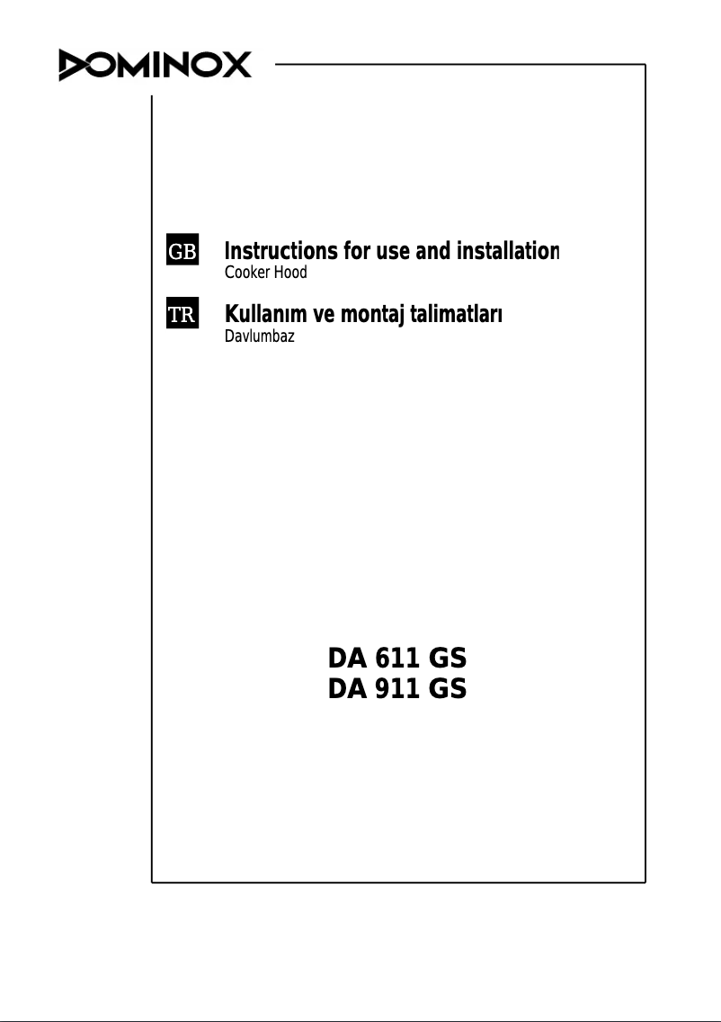 Page 1 de la notice Manuel utilisateur Dominox DA 911 GS