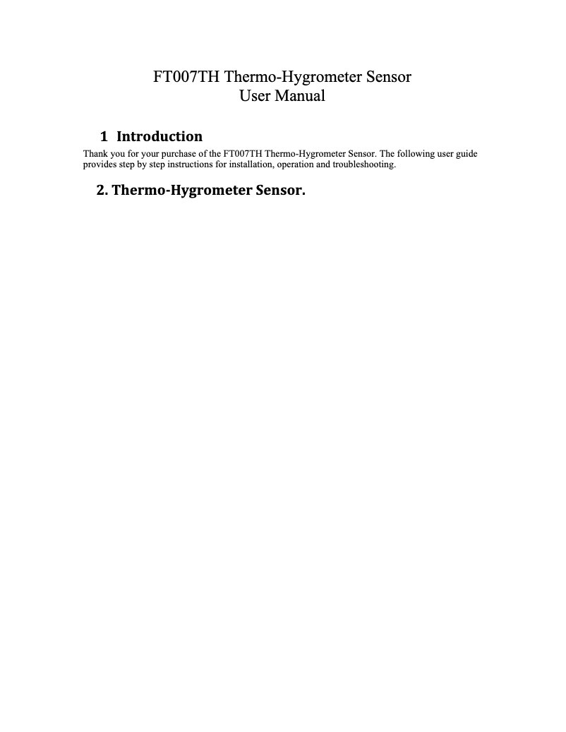 Imagen de la primera página del manual del dispositivo FT007TH