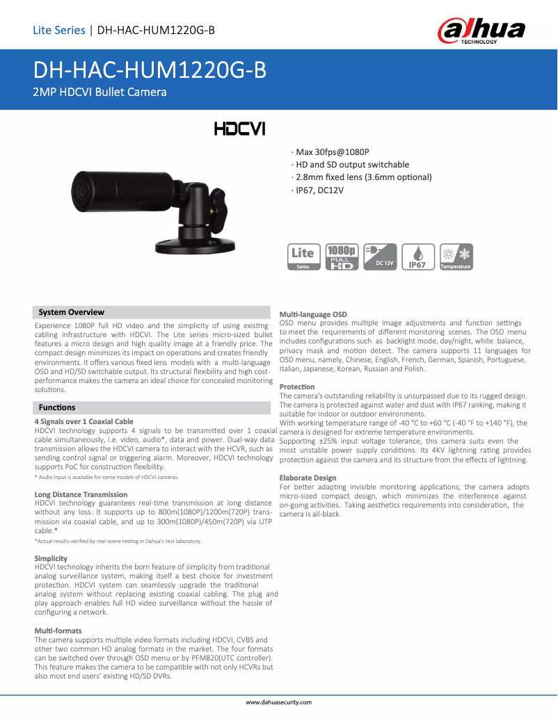 Image de la première page du manuel de l'appareil HAC-HUM1220G-B