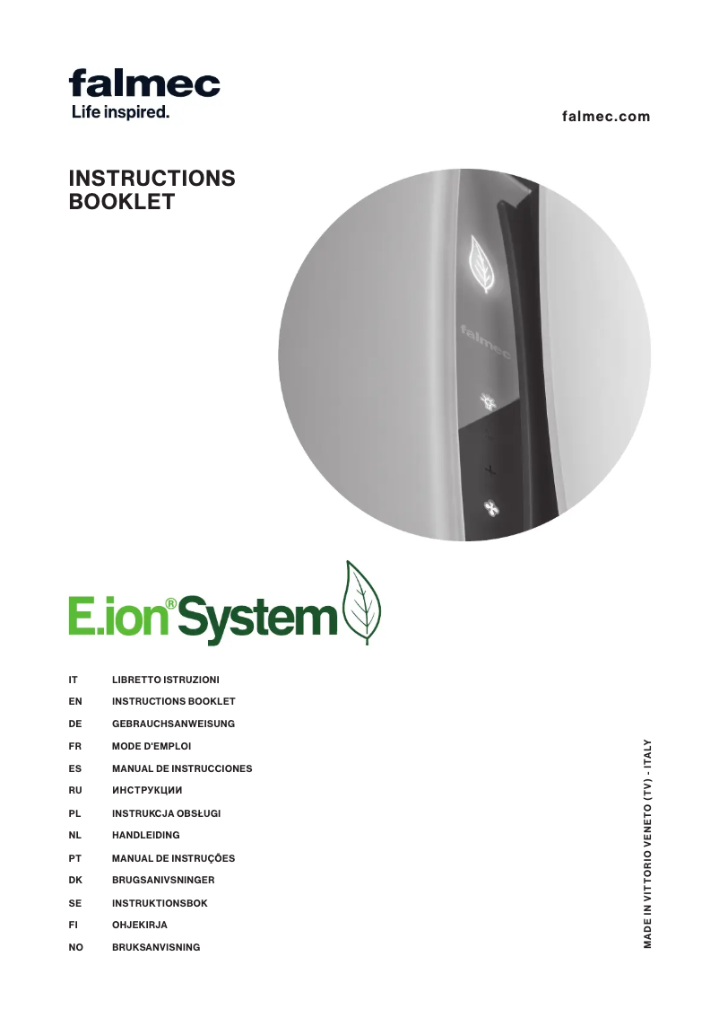 Page 1 of the manual User Manual Falmec Mare E.Ion