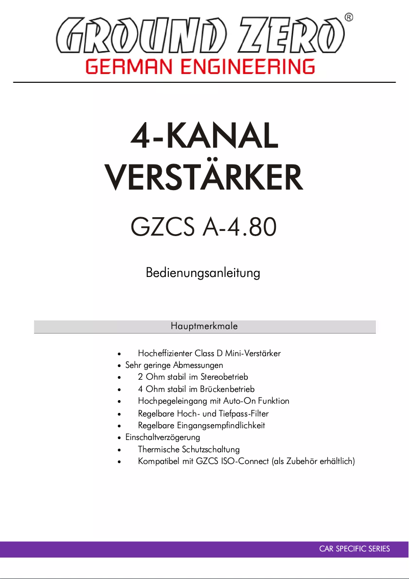 Image de la première page du manuel de l'appareil GZCS A-4.80