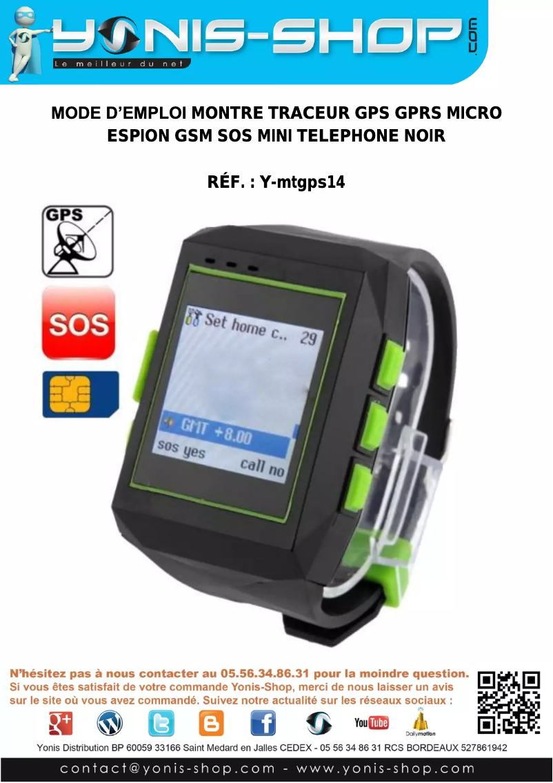 Page n°1 - Manuel utilisateur Yonis Y-MTGPS14