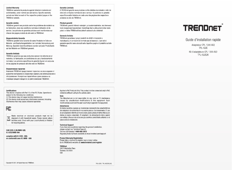 Image de la première page du manuel de l'appareil TPL-422E