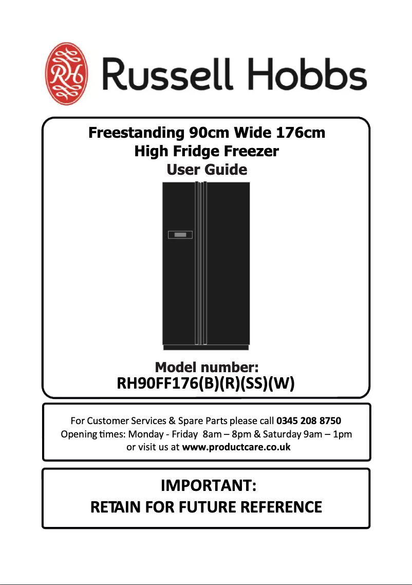 Page 1 de la notice Manuel utilisateur Russell Hobbs RH90FF176SS