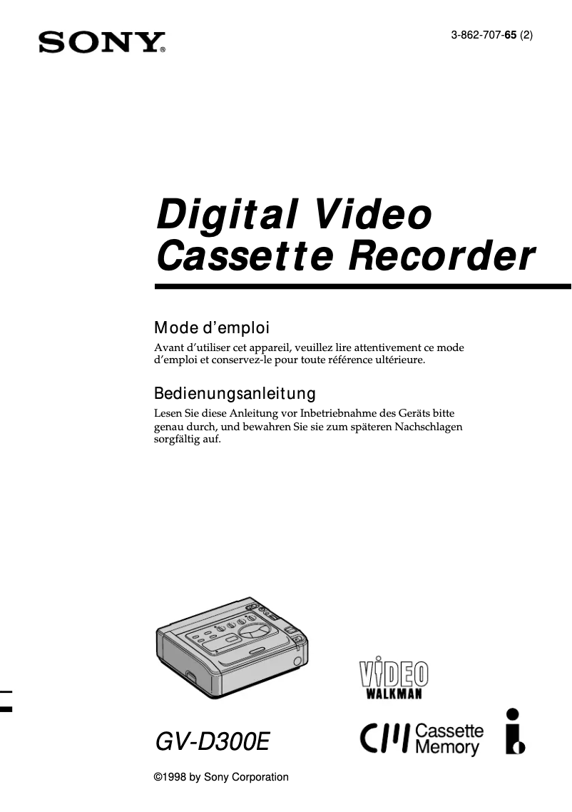 Image de la première page du manuel de l'appareil GV-D300E