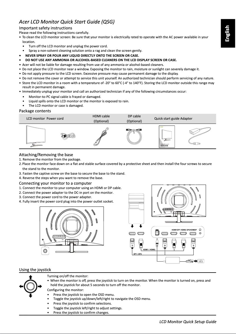 Página 1 del manual Guía de inicio rápido Acer ED323QUP
