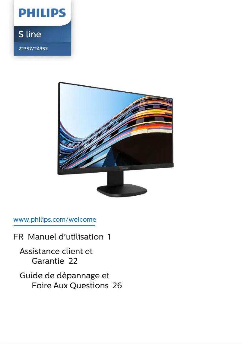 Page 1 de la notice Manuel utilisateur Philips S Line 243S7EYMB