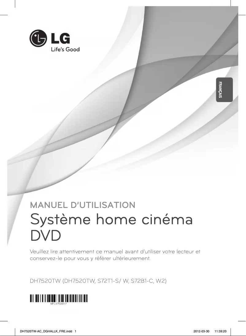 Page 1 de la notice Manuel utilisateur LG DH7520TW