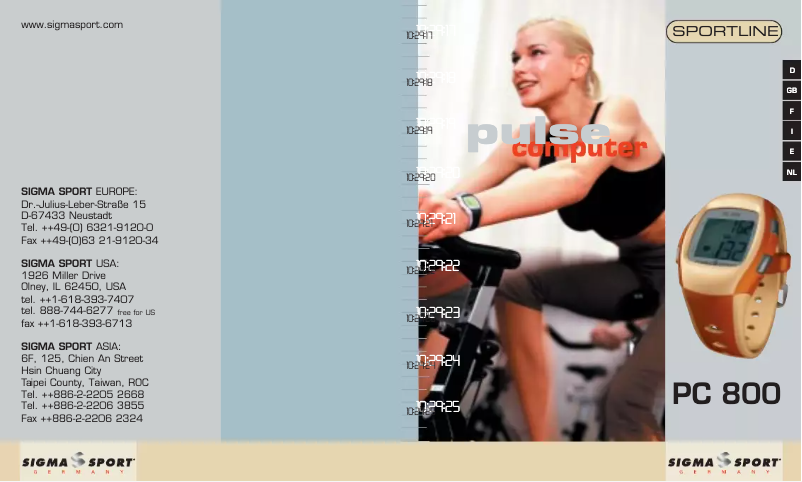 Page n°1 - Manuel utilisateur Sigma PC 800