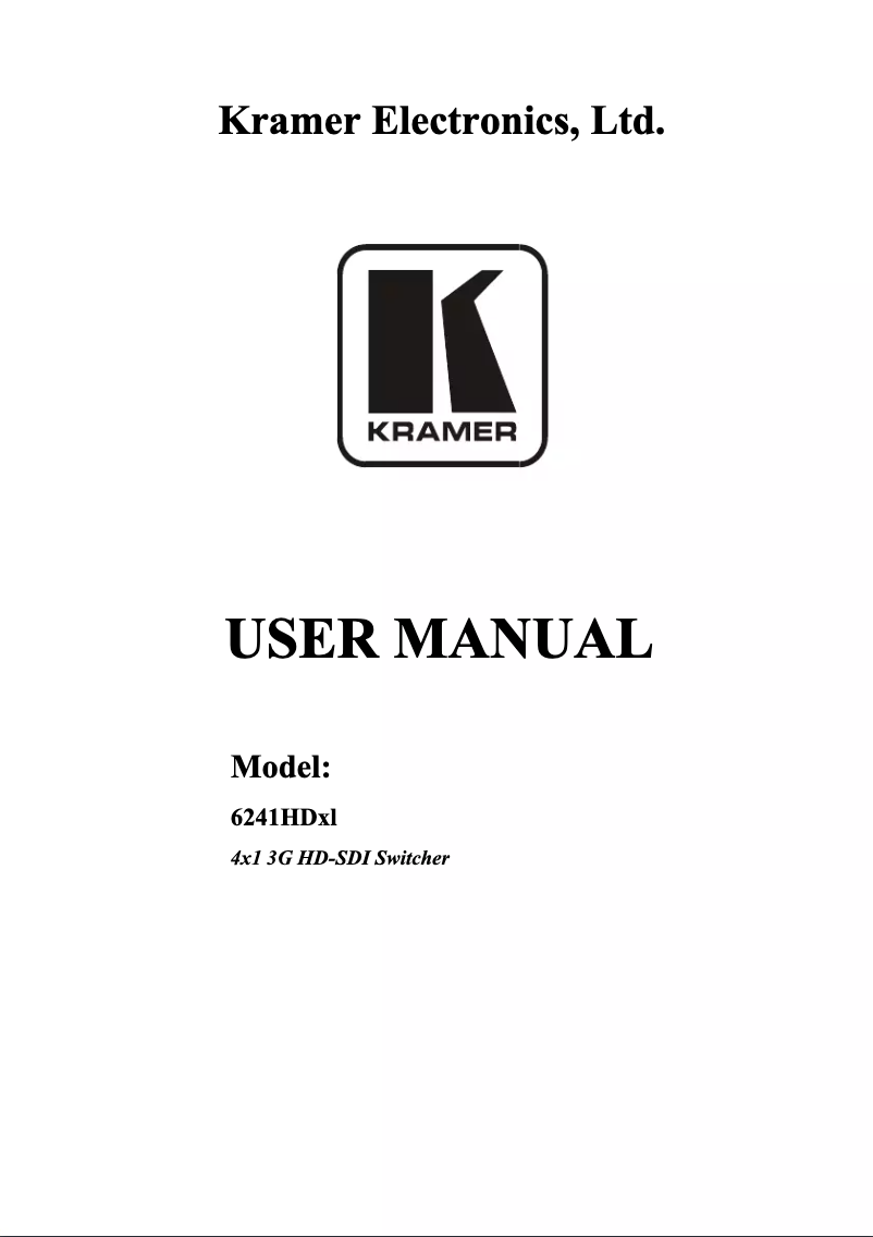 Page n°1 - Manuel utilisateur Kramer 6241HDxL