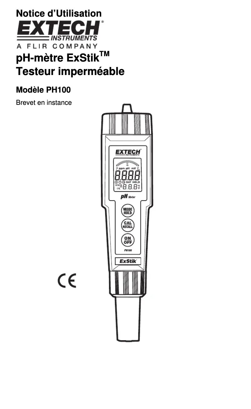 Image de la première page du manuel de l'appareil PH100