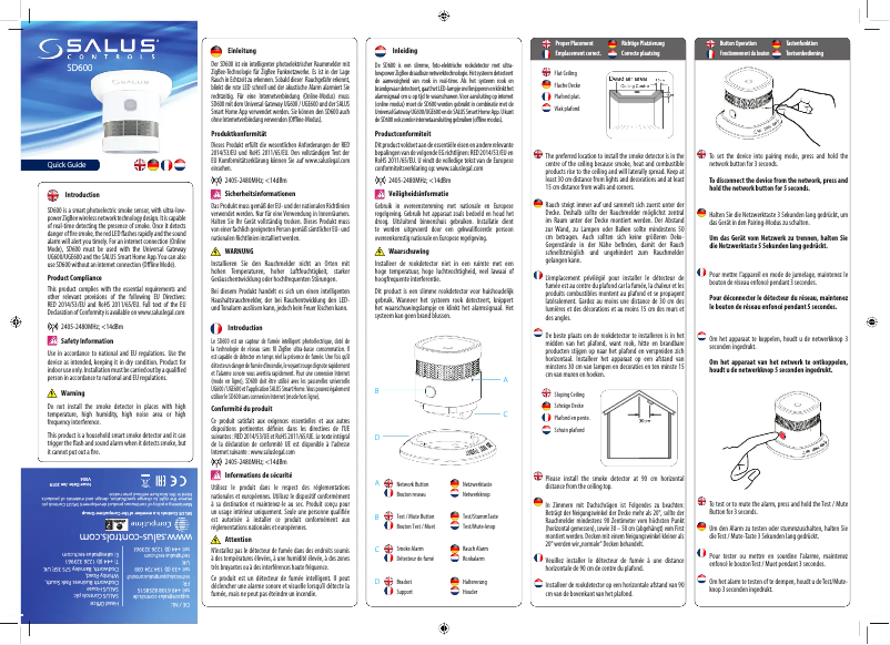 Page 1 de la notice Manuel utilisateur Salus SD600