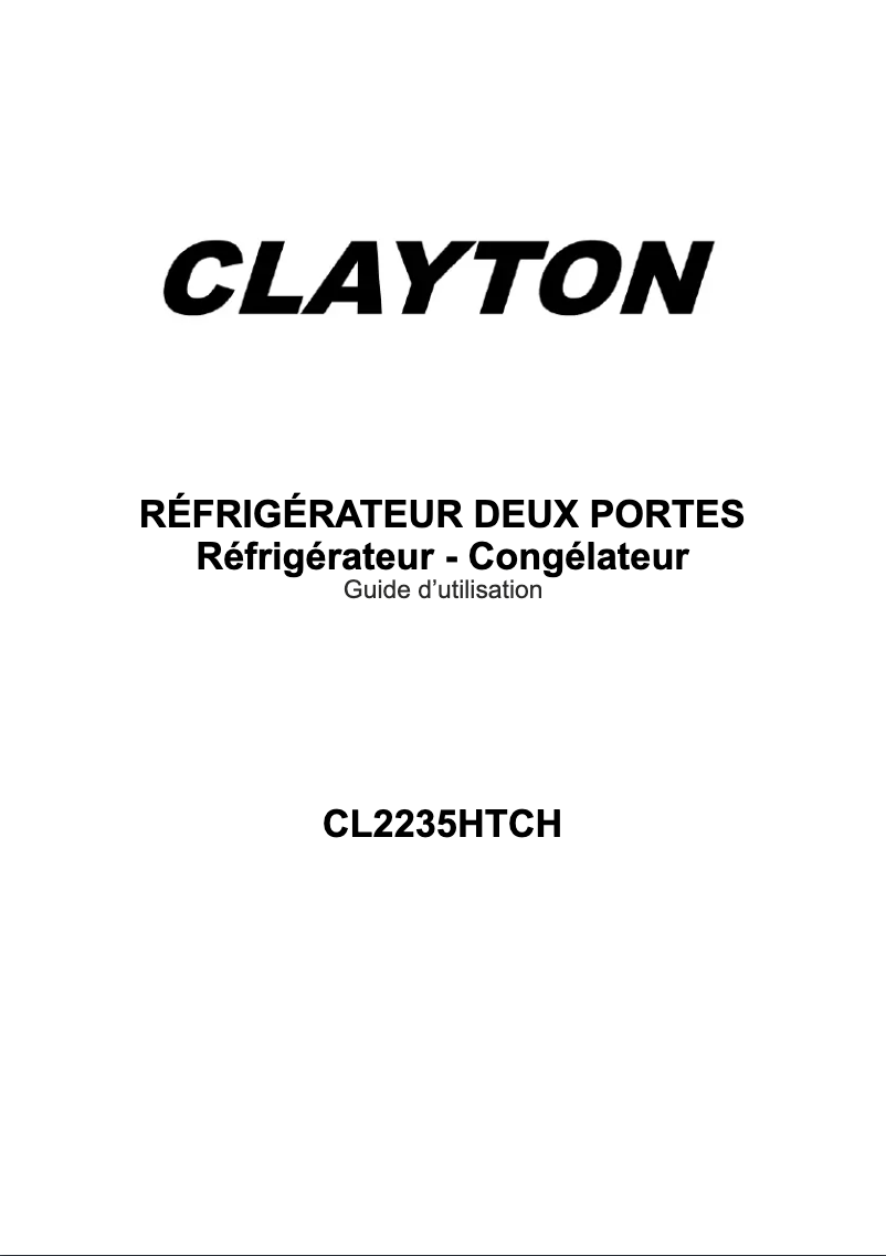 Page 1 de la notice Manuel utilisateur Clayton CL2235HTCH