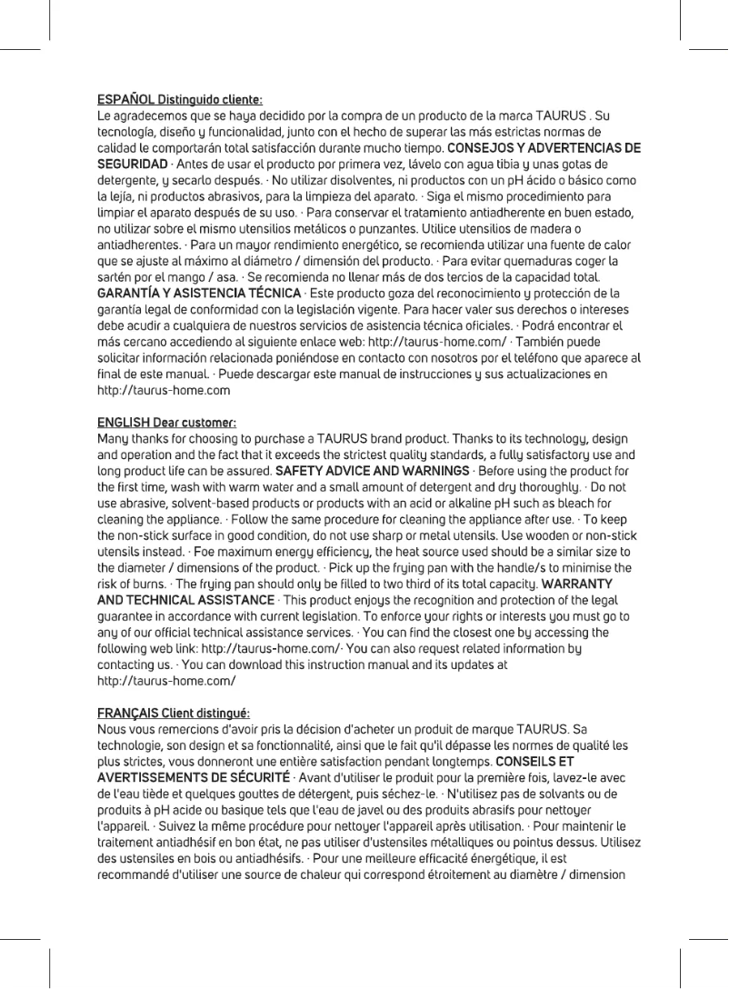 Page 1 de la notice Manuel utilisateur Taurus Best Moments 18