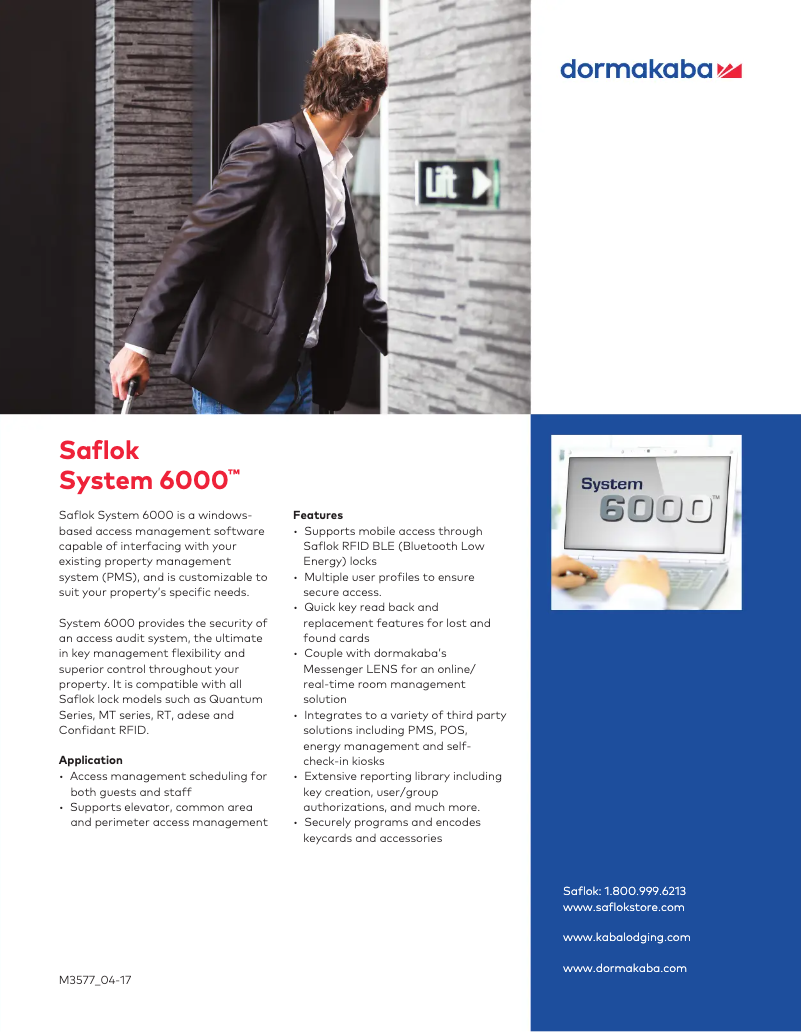 Image de la première page du manuel de l'appareil Saflok System 6000