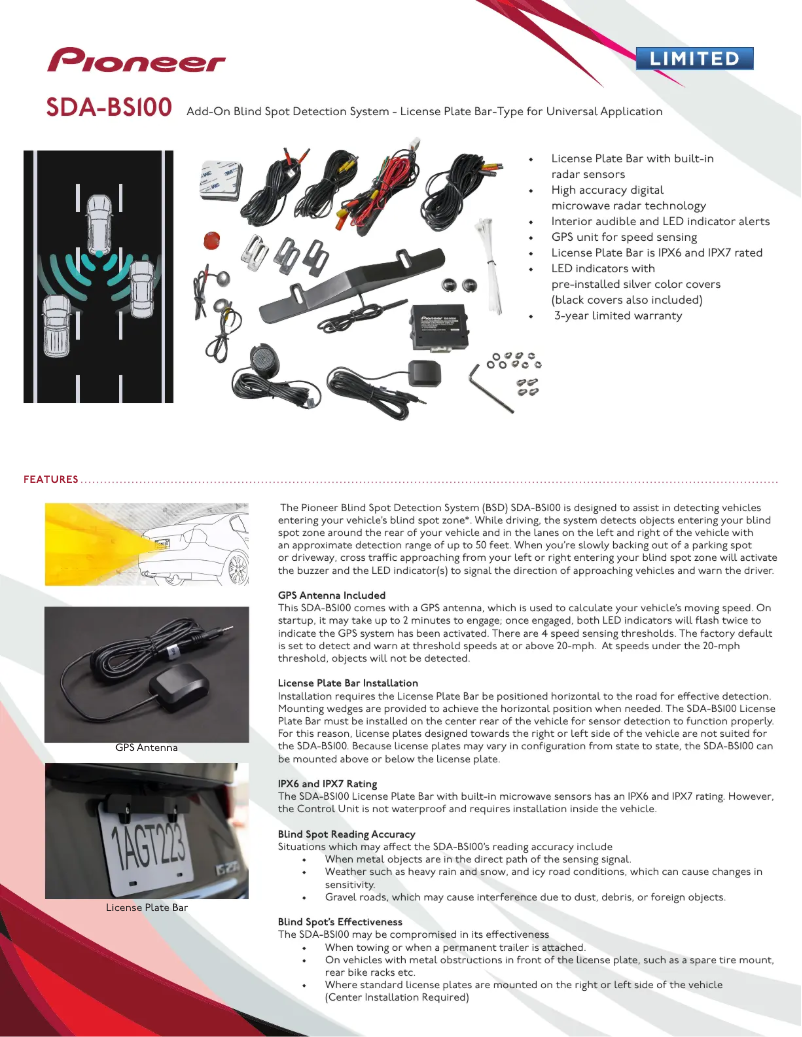 Página 1 del manual Ficha técnica Pioneer SDA-BS100