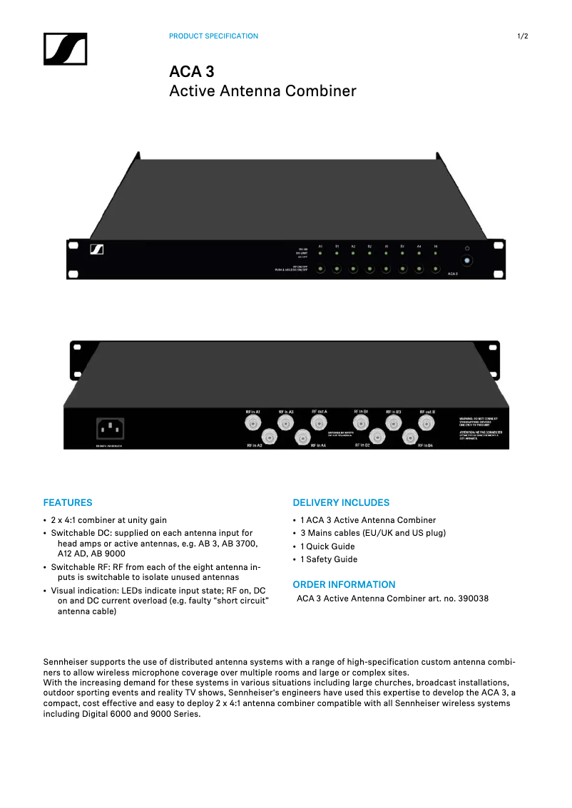 Image de la première page du manuel de l'appareil ACA 3