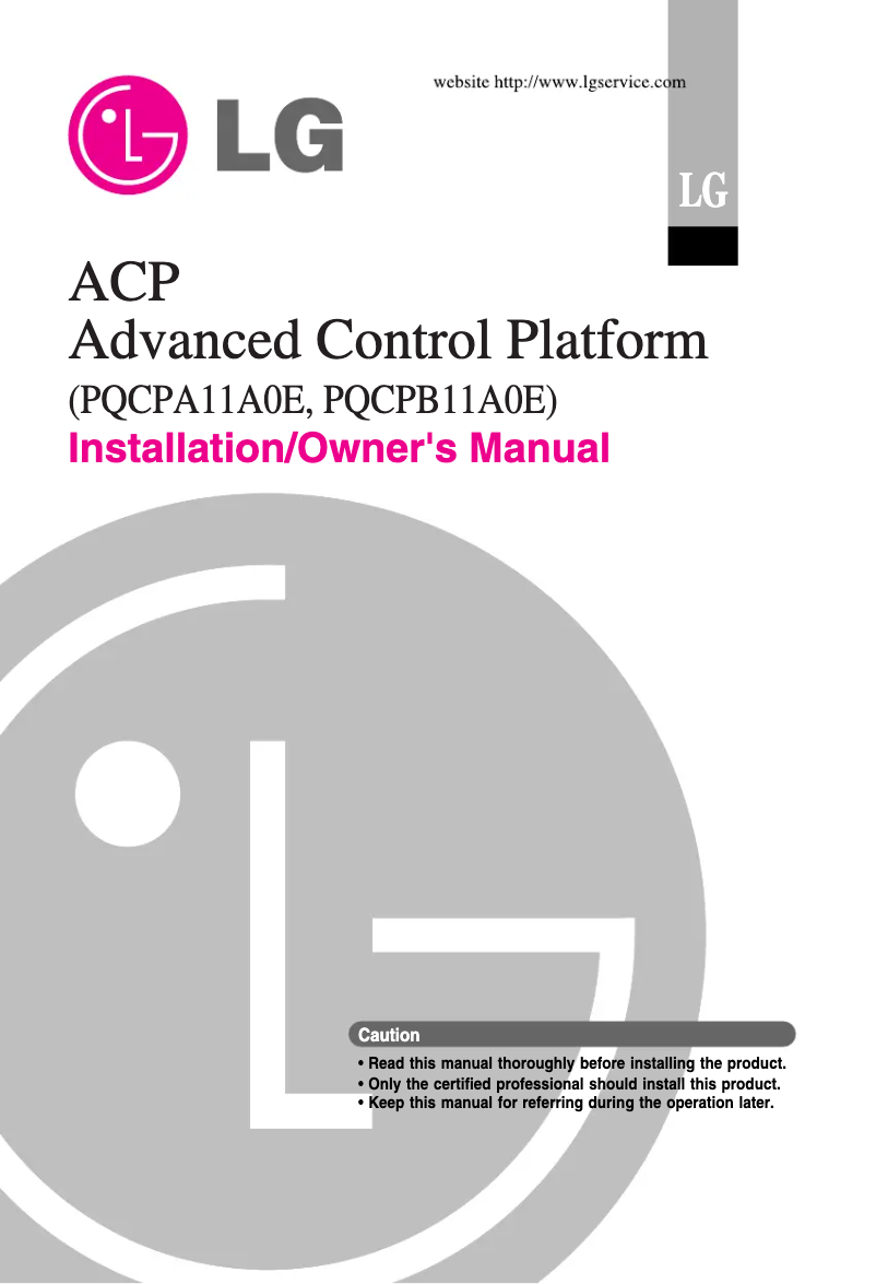 Page 1 de la notice Manuel utilisateur LG PQCPA11A0E