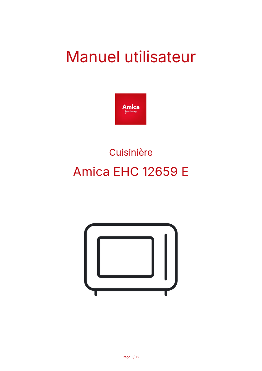 Page n°1 - Manuel utilisateur Amica EHC 12659 E