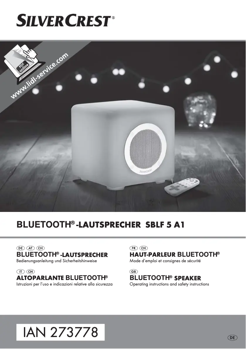 Page n°1 - Manuel utilisateur SilverCrest SBLF 5 A1