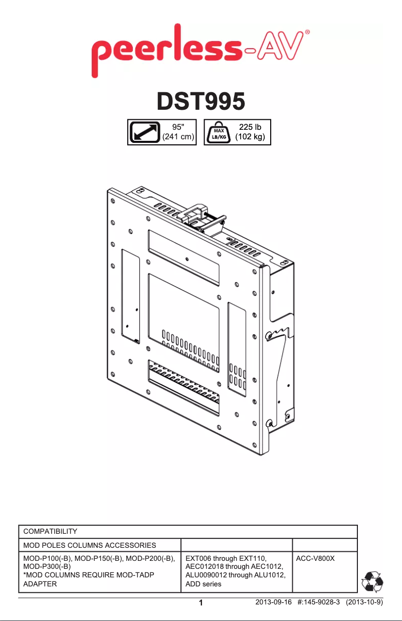 Page n°1 - Manuel utilisateur Peerless-AV DST995