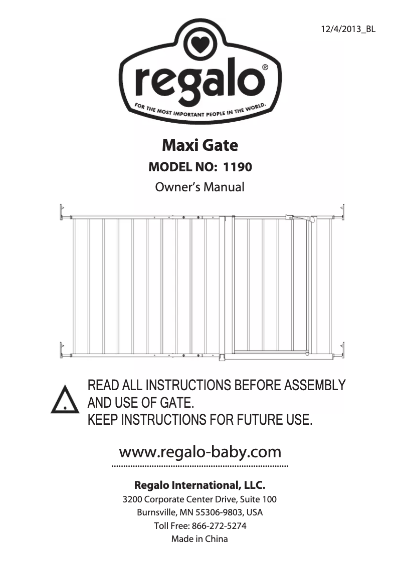 Page n°1 - Manuel utilisateur Regalo Maxi 1190