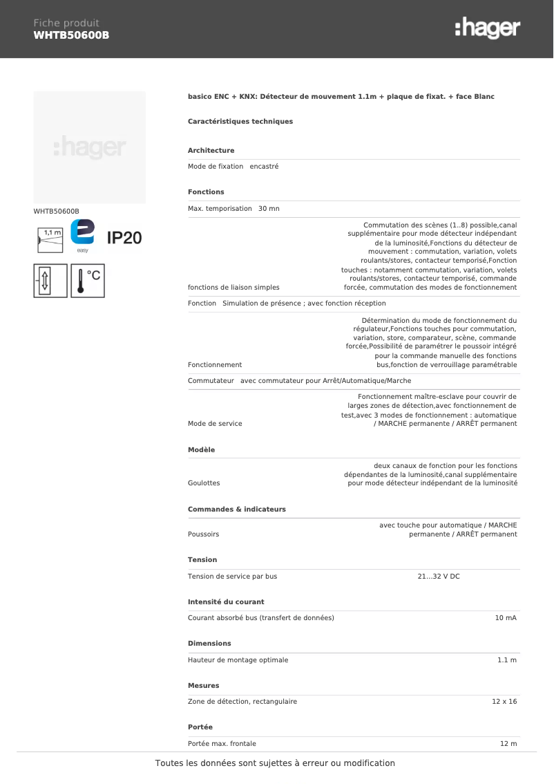 Image de la première page du manuel de l'appareil WHTB50600B