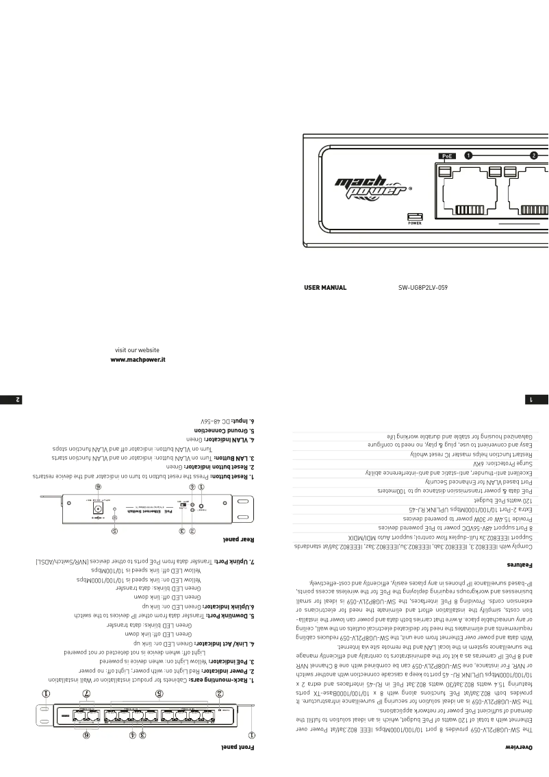Page 1 de la notice Manuel utilisateur Mach Power SW-UG8P2LV-059