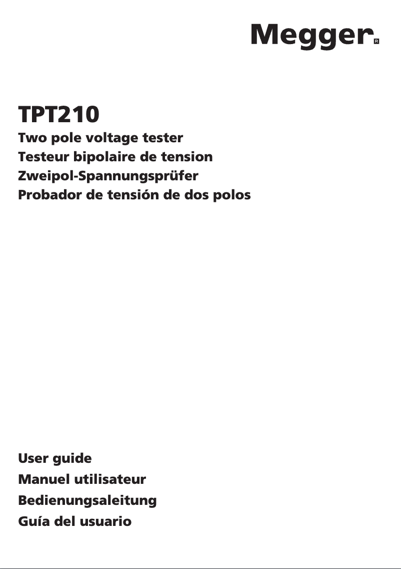 Page n°1 - Manuel utilisateur Megger TPT210