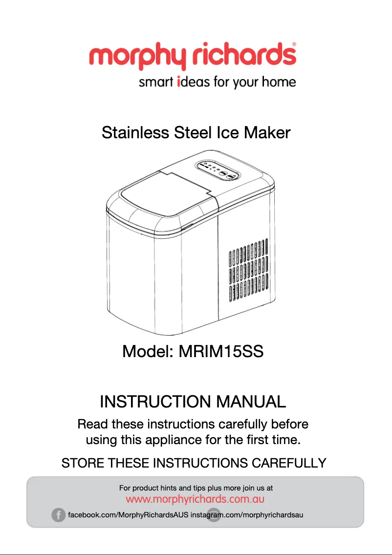 Page 1 de la notice Manuel utilisateur Morphy Richards MRIM15SS
