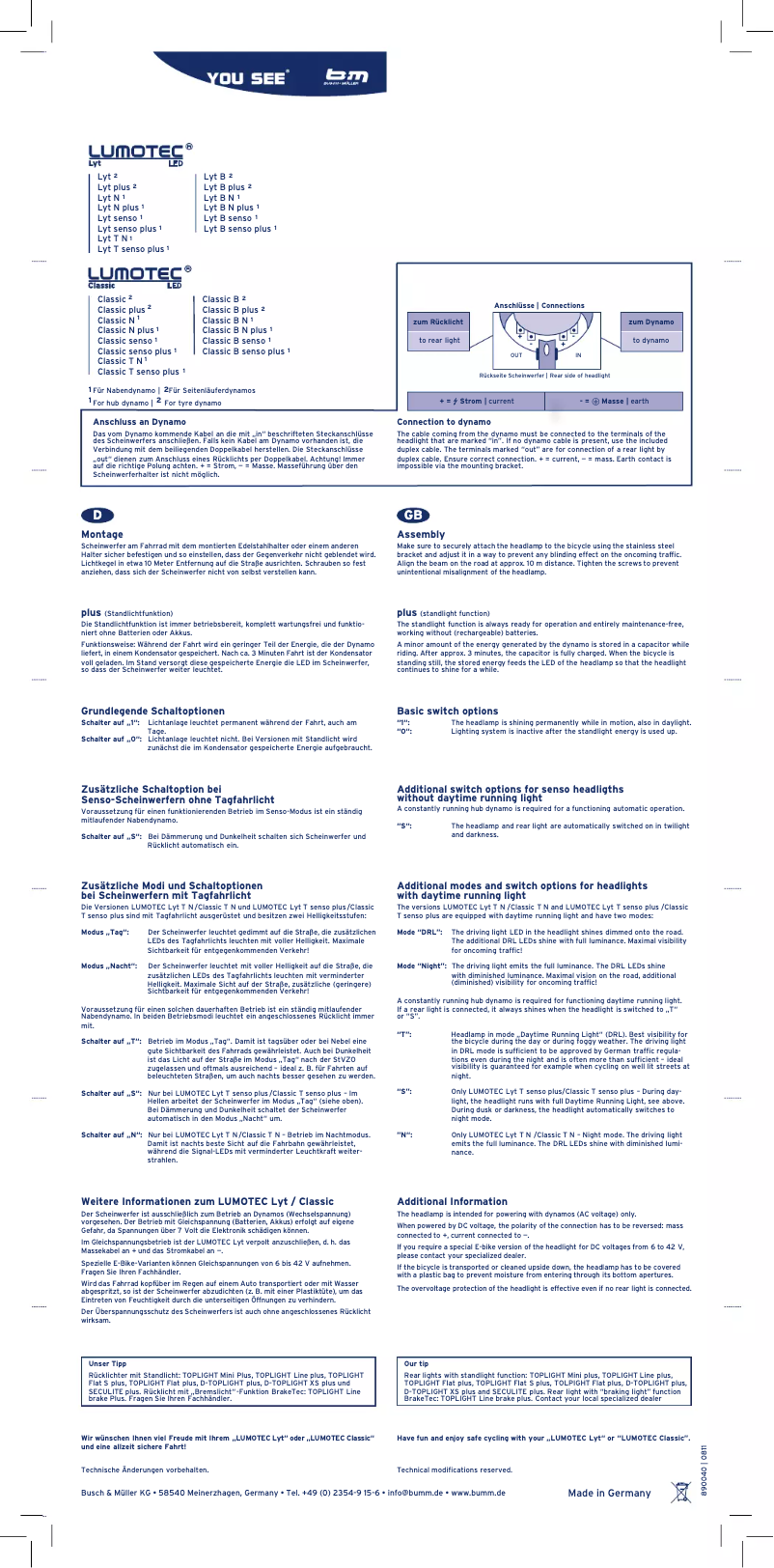 Página 1 del manual Manual de usuario Busch + Müller Lumotec Lyt